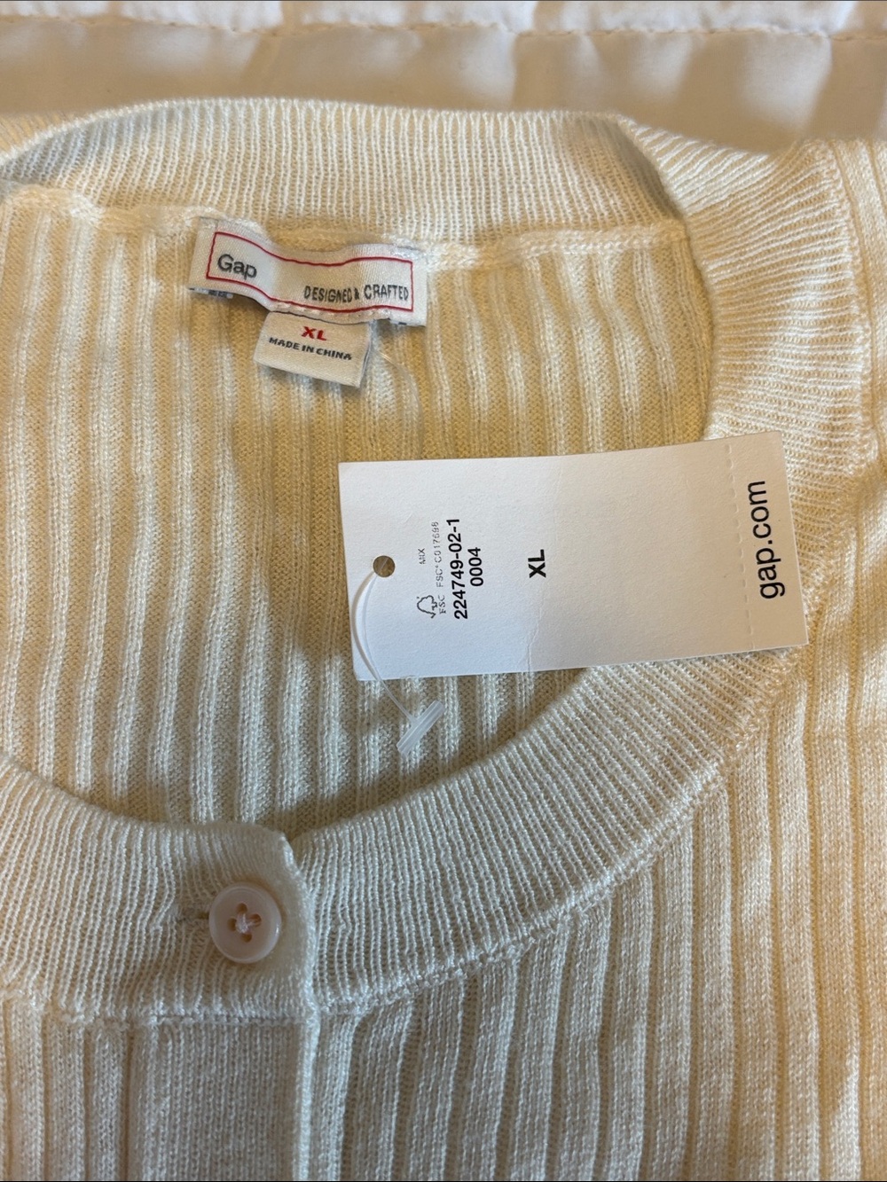 GAP Cream and Beige Ribbed Button-Front Cardigans - Picture 2 of 5